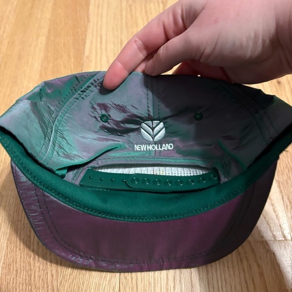 New Holland ABWS Green Blue Iridescent SnapBack Hat Trucker Embroidered Wagon - Picture 4 of 7